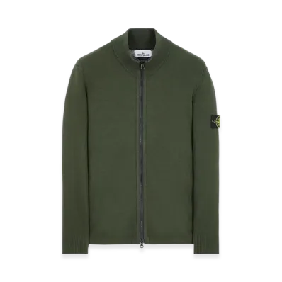 Stone Island 503A1 Stretch Wool Knit Cardigan - 22FW "Olive Green"