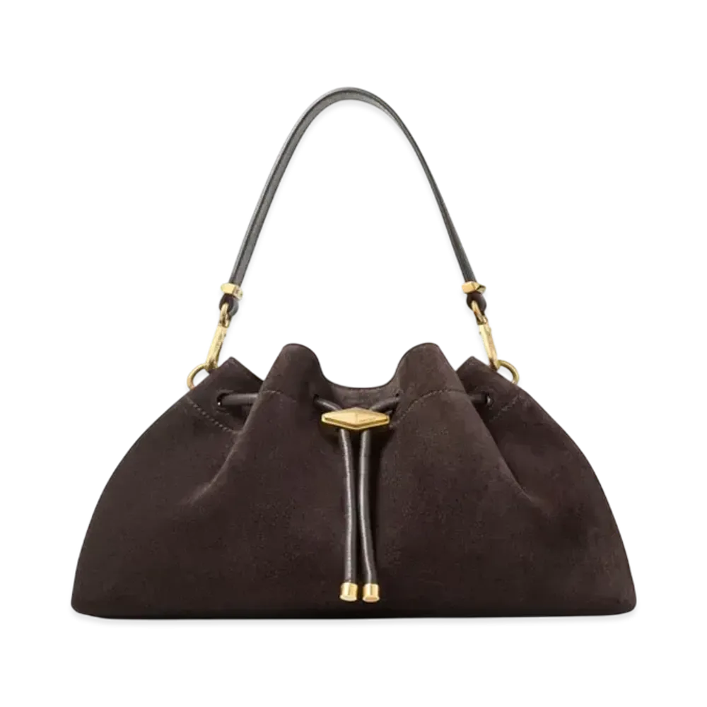 Jimmy Choo Cinch M Tan Suede Bag "Coffee/Gold"