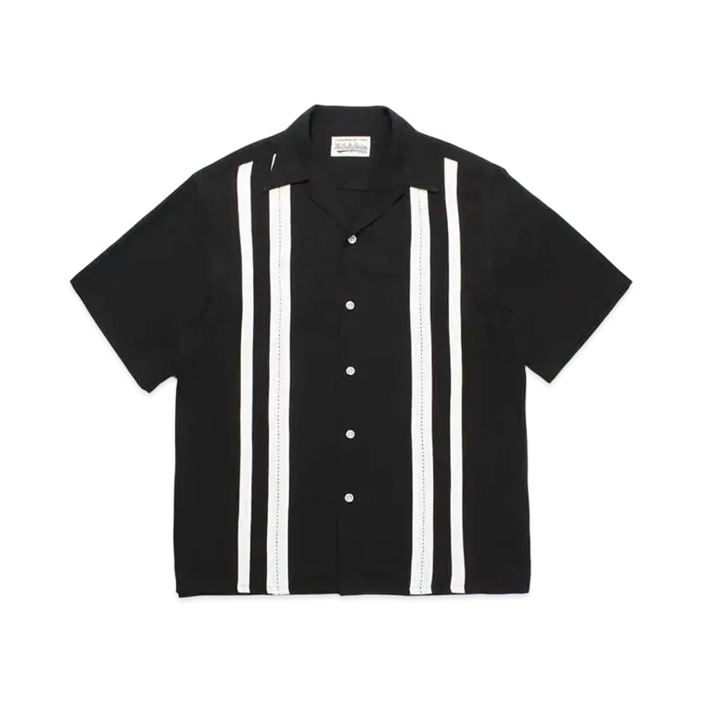 WACKO MARIA Two Tone 50's Open Collar Shirt #1 "Black"