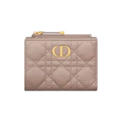 Dior Caro Dahlia Wallet Supple Cannage Calfskin "Taupe"