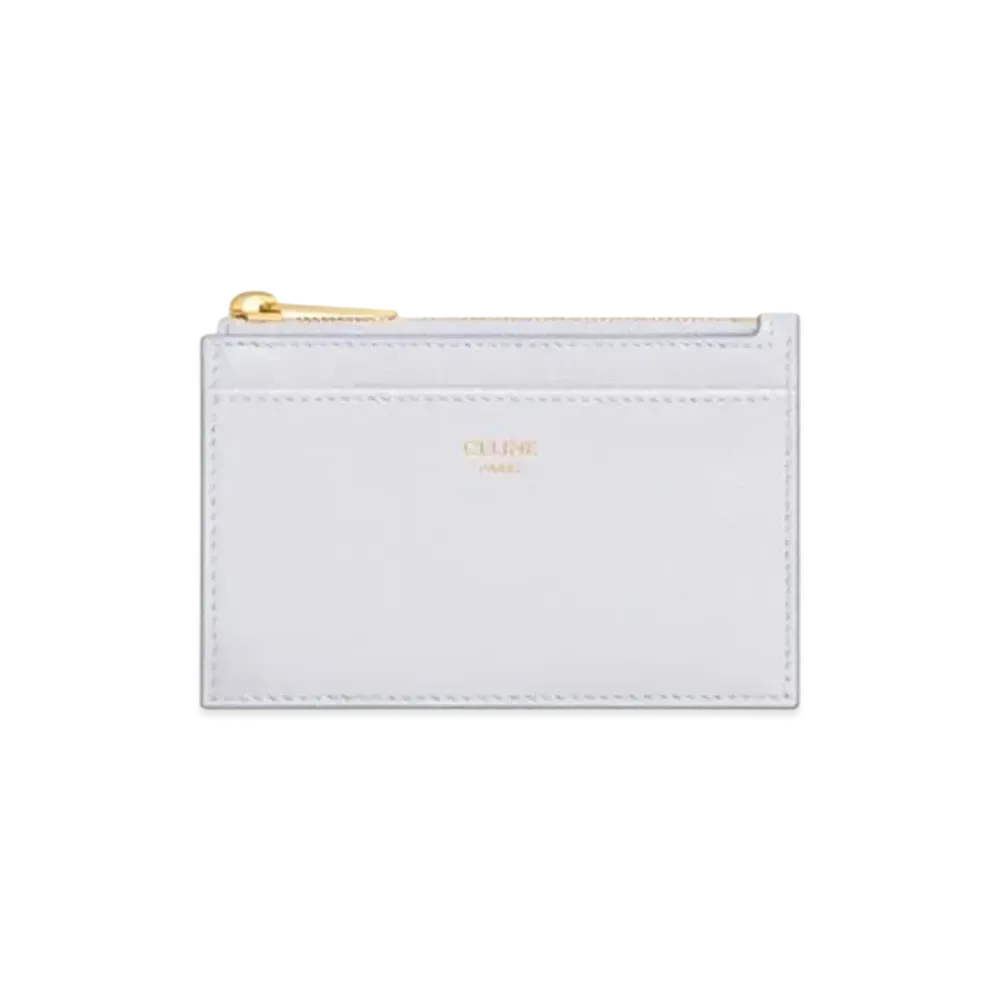 CELINE Zipped Card Holder in Smooth Calfskin "Light Gray"