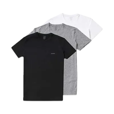 Diesel Three Pack Crew V Neck T Shirt "Grey Multi"