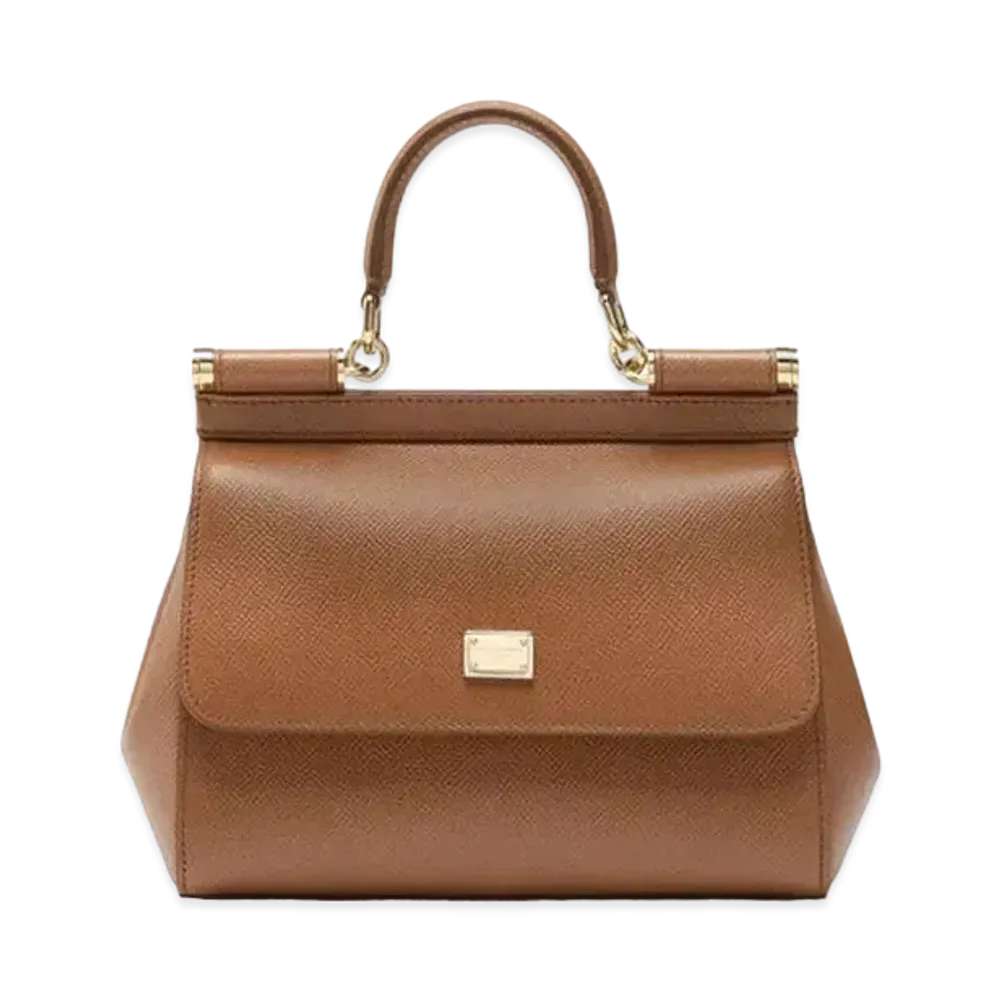 Dolce&Gabbana Sicily Bag Small Dauphine Leather "Brown"