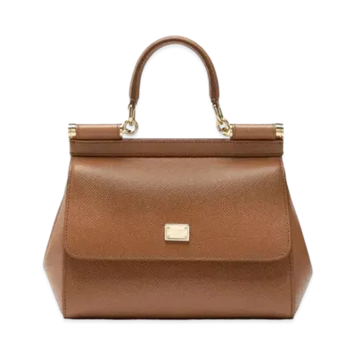Dolce&Gabbana Sicily Bag Small Dauphine Leather "Brown"