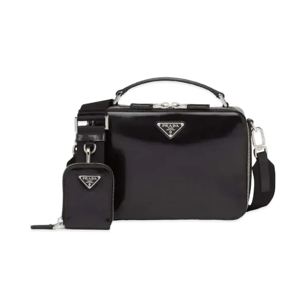 PRADA Brique Brushed Leather Bag "Black"