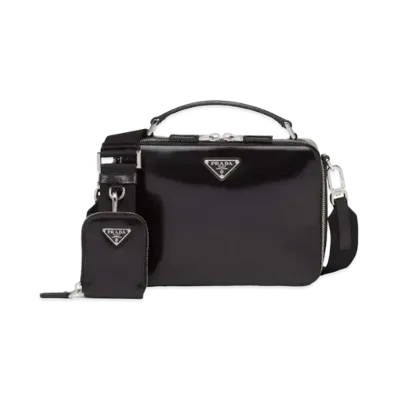 PRADA Brique Brushed Leather Bag "Black"