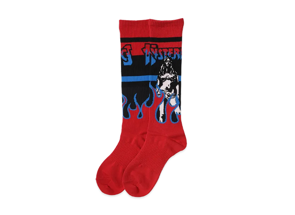 HYSTERIC GLAMOUR Women's Bad Ass Mama Sports Socks "Red"