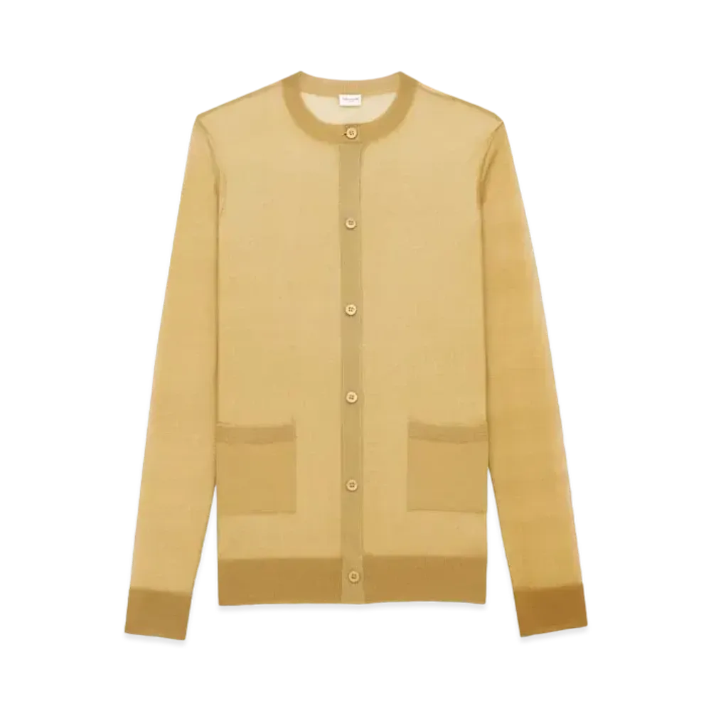 Saint Laurent Women's Cardigan in Silk "Beige"