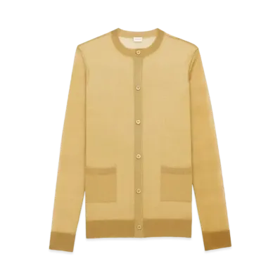 Saint Laurent Women's Cardigan in Silk "Beige"
