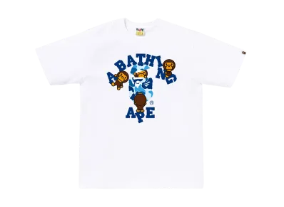 A BATHING APE ABC Camo College Milo Tee "White/Blue"