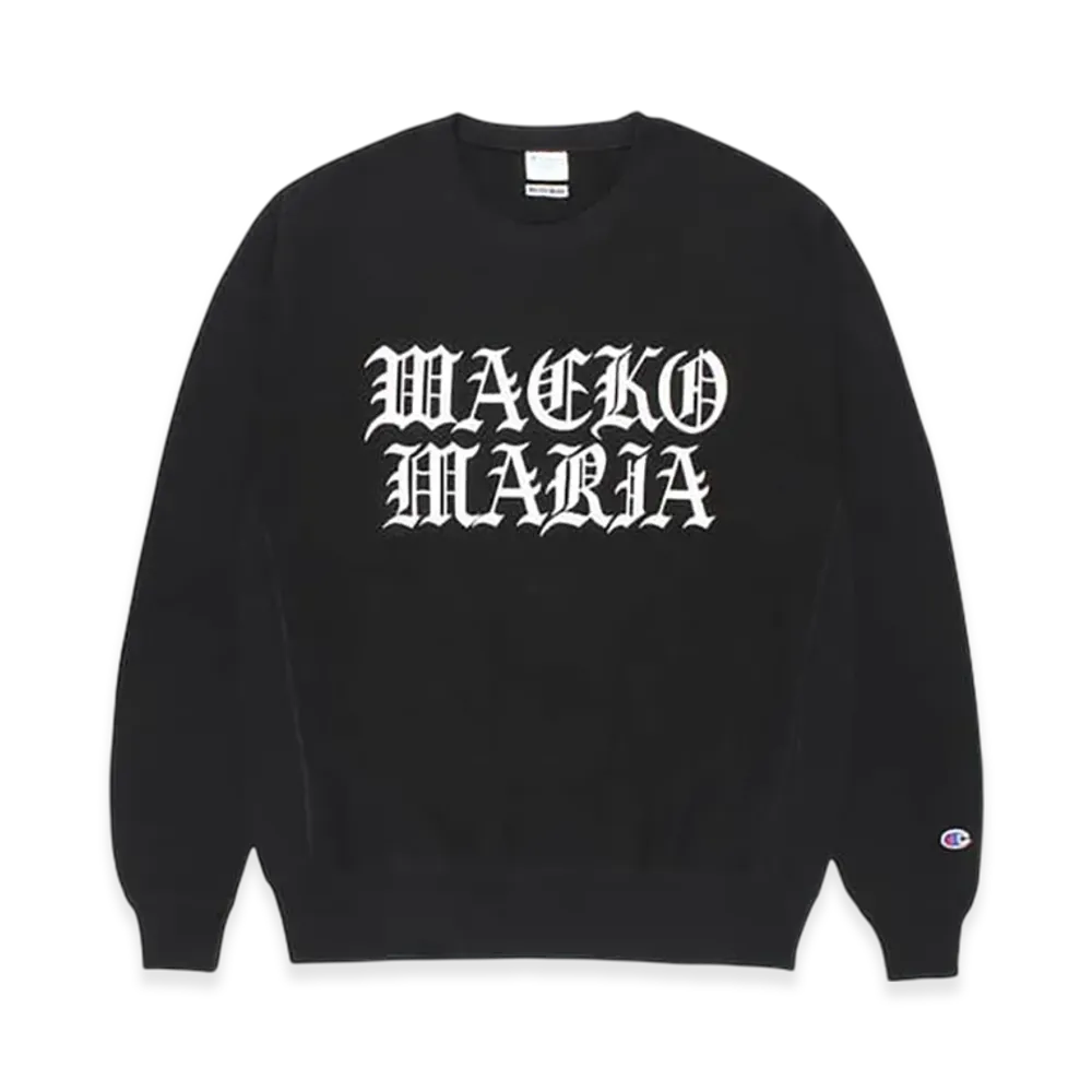 WACKO MARIA x Champion Reverse Weave Crew Neck Sweat Shirt "Black"