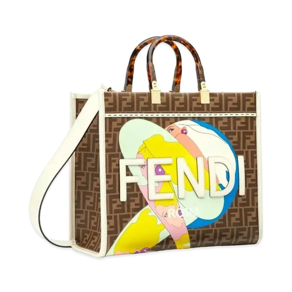 FENDI Fendi Sunshine Medium FF Glaze Fabric Shopper Inlay "Multicolor"