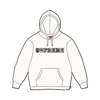 Supreme Collegiate Patchwork Leather Hooded Sweatshirt "White"