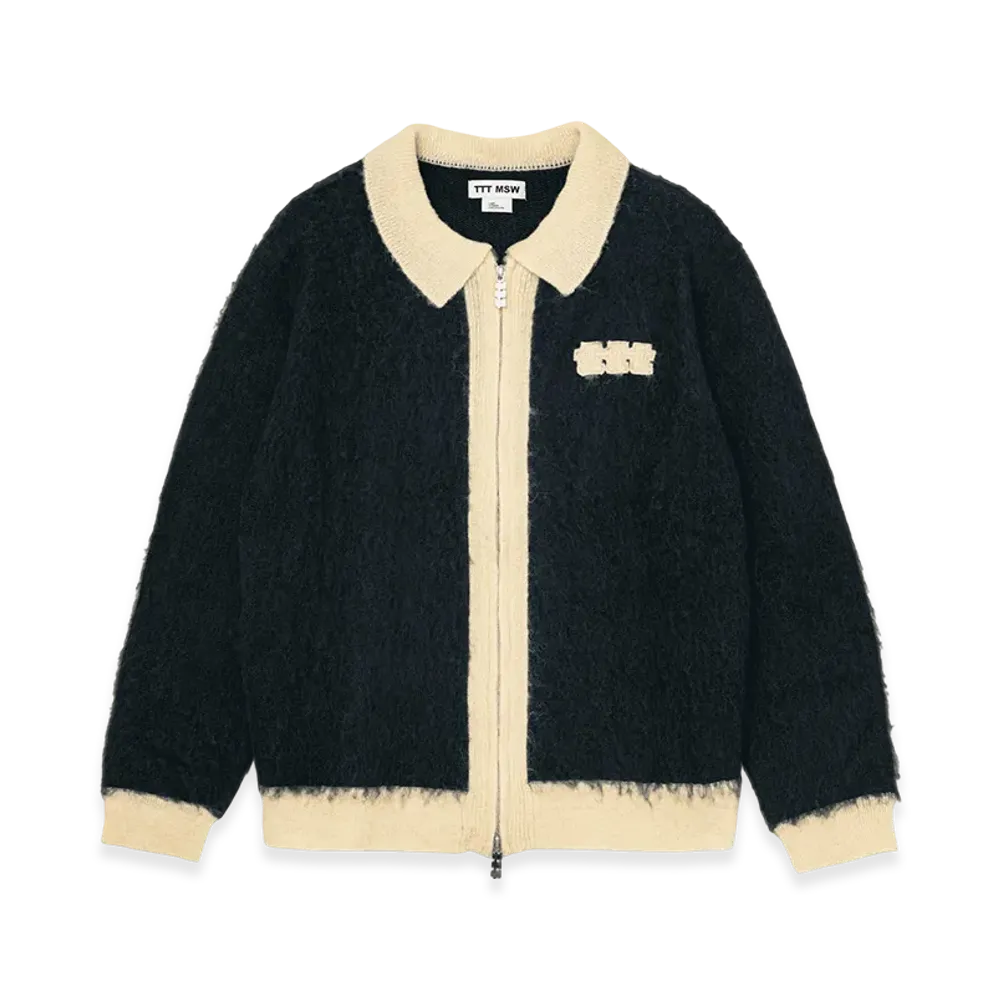 TTTMSW Mohair zip up knit polo "Moss Green"
