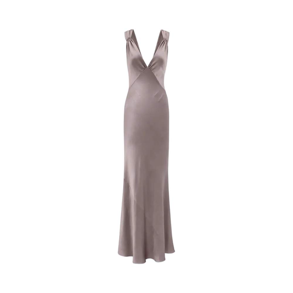 Saint Laurent Women's Cross-Back Dress in Silk Satin
"Taupe Rose"