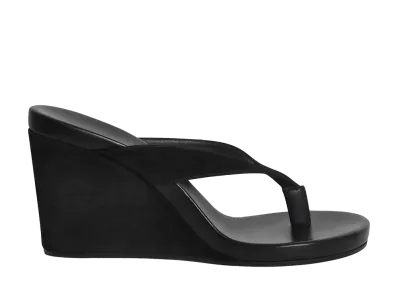 PHOEBE PHILO Women's Round Wedge Sandal "Black"