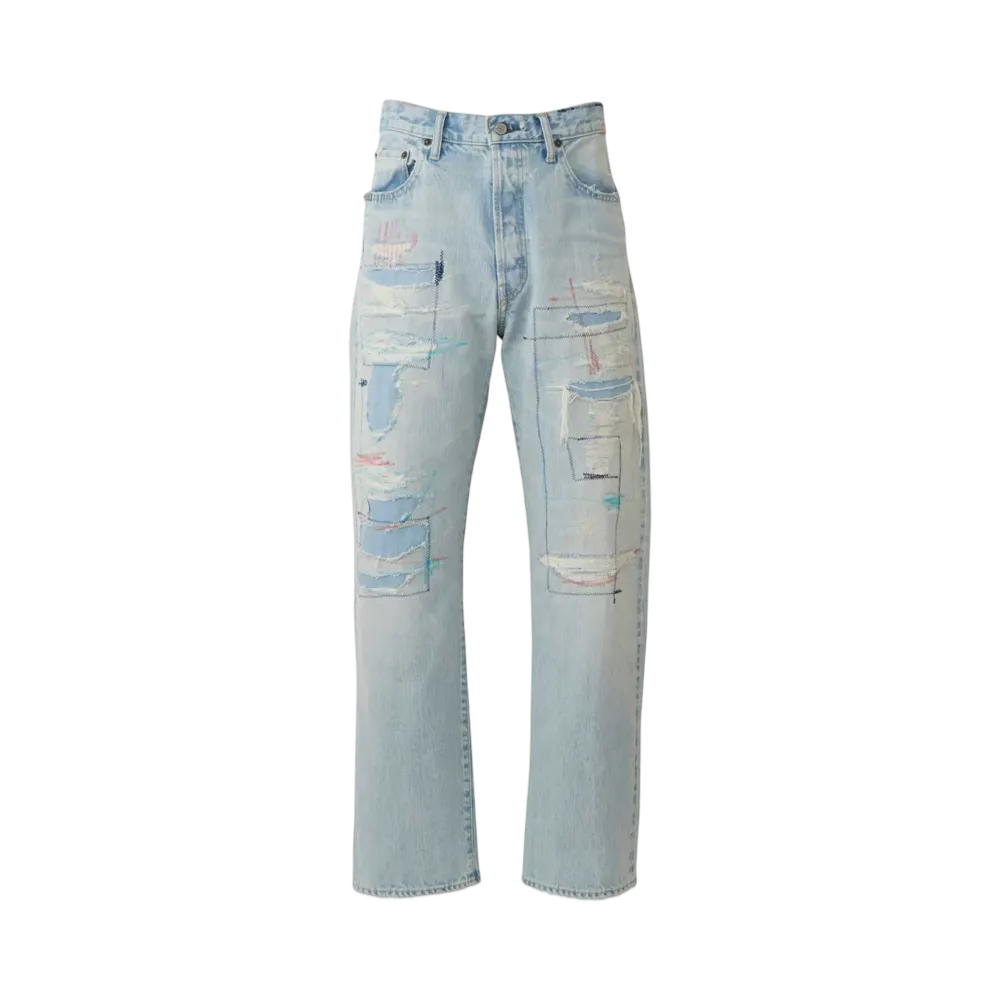 HYSTERIC GLAMOUR CZSR Processing Straight Denim Pants "Light Indigo Blue"