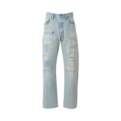 HYSTERIC GLAMOUR CZSR Processing Straight Denim Pants "Light Indigo Blue"