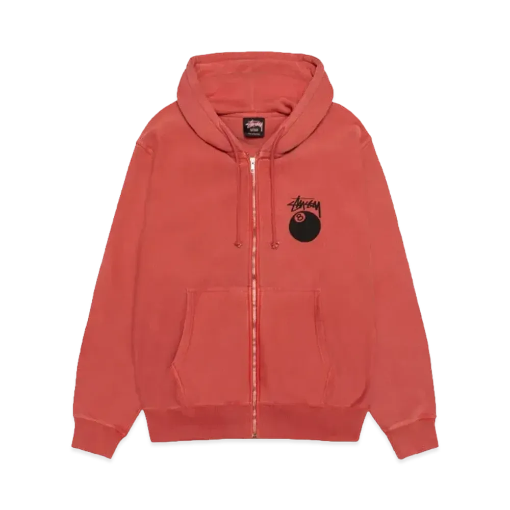 Stussy 8 Ball Zip Hoodie Pigment Dyed "Guava"