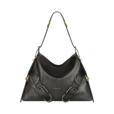 GIVENCHY Medium Voyou Boyfriend Bag In Aged Leather "Black"