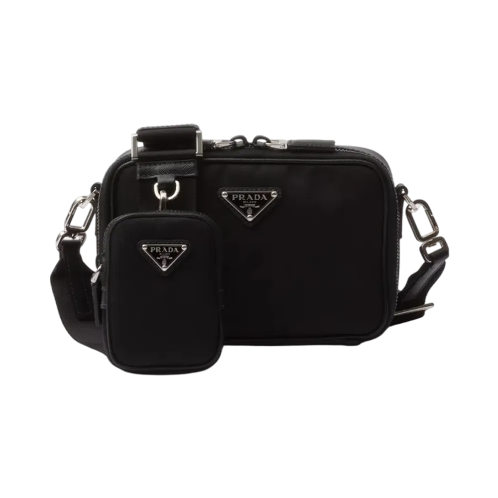 PRADA Brique Re-Nylon x Saffiano Leather Bag "Black"