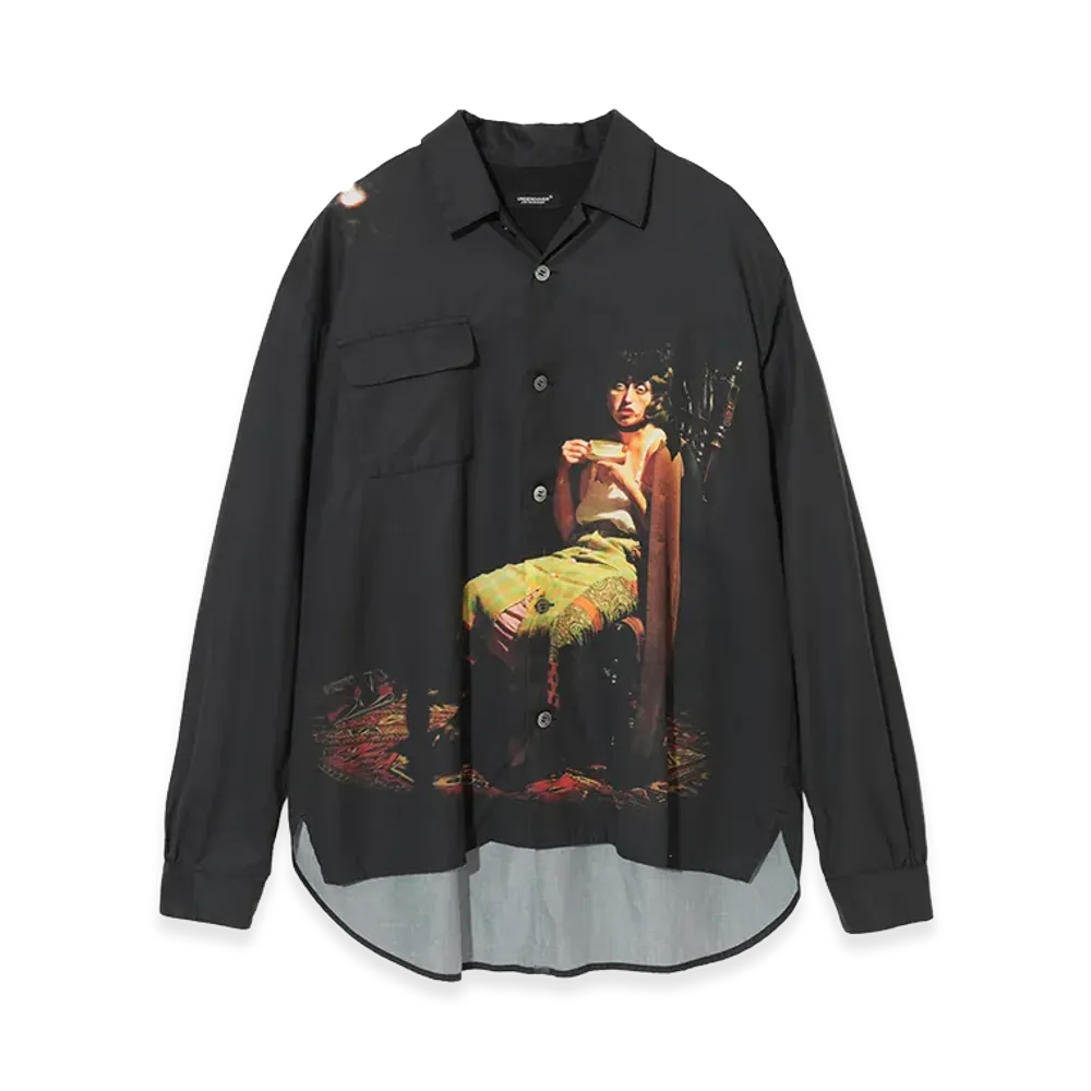 UNDERCOVER x Cindy Sherman Rayon Open Collar Shirt "Charcoal"
