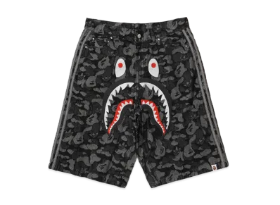 A BATHING APE x adidas Camo Jacquard Shark Denim Jorts "Black"