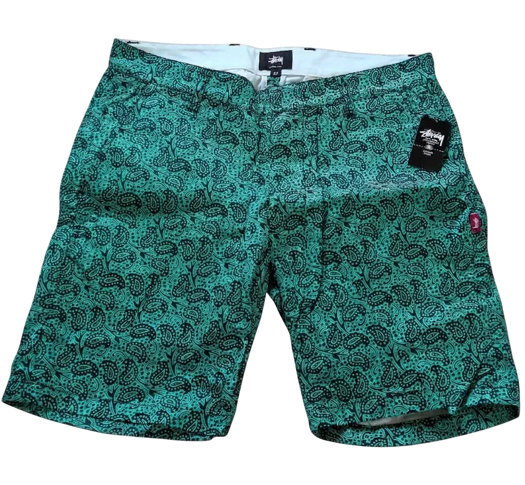 STUSSY Paisley Pattern Shorts "Green"