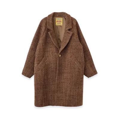 HYSTERIC GLAMOUR Herringbone Wool Coat "Brown"