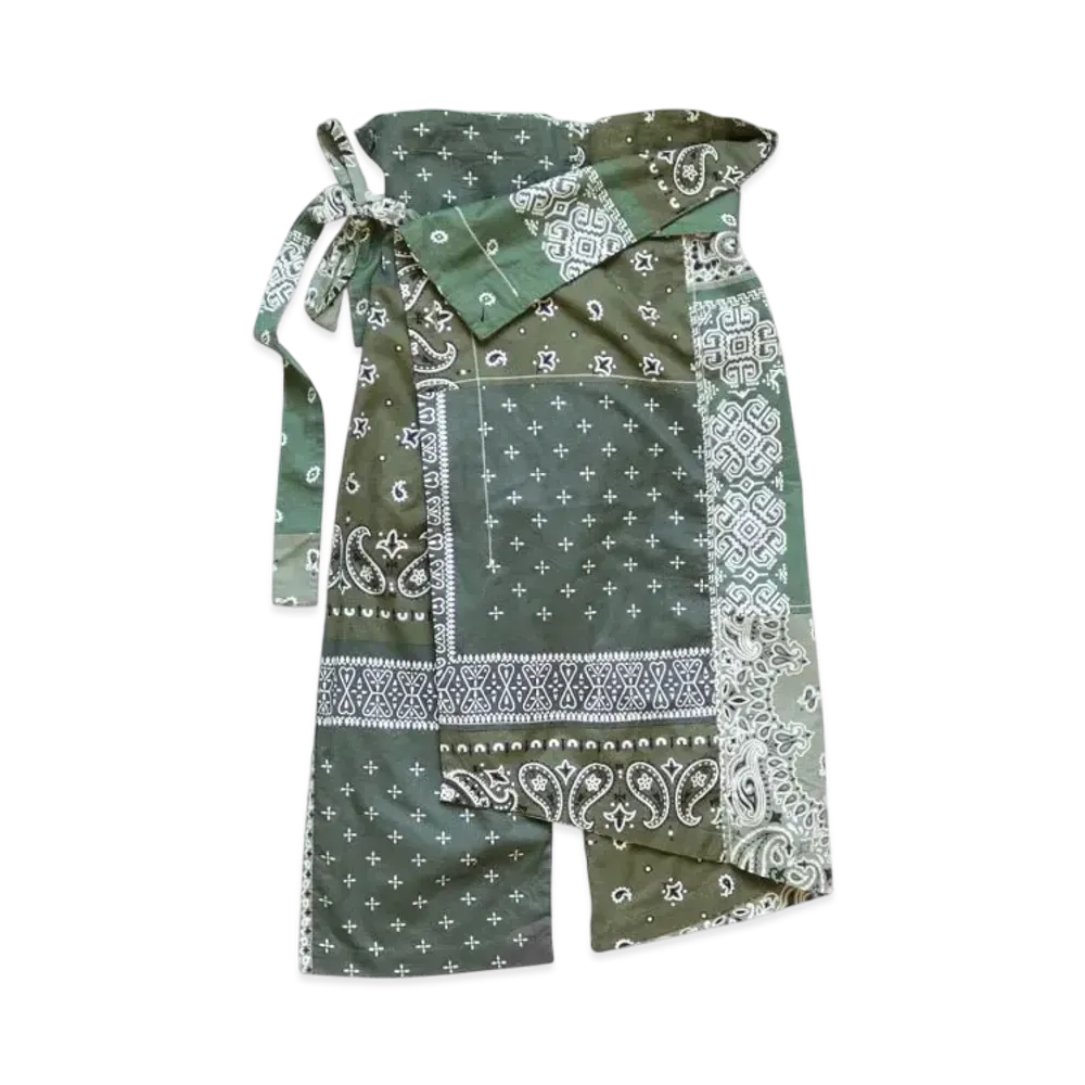 KAPITAL Gauze Bandana Patchwork Wrap Pants "Khaki"