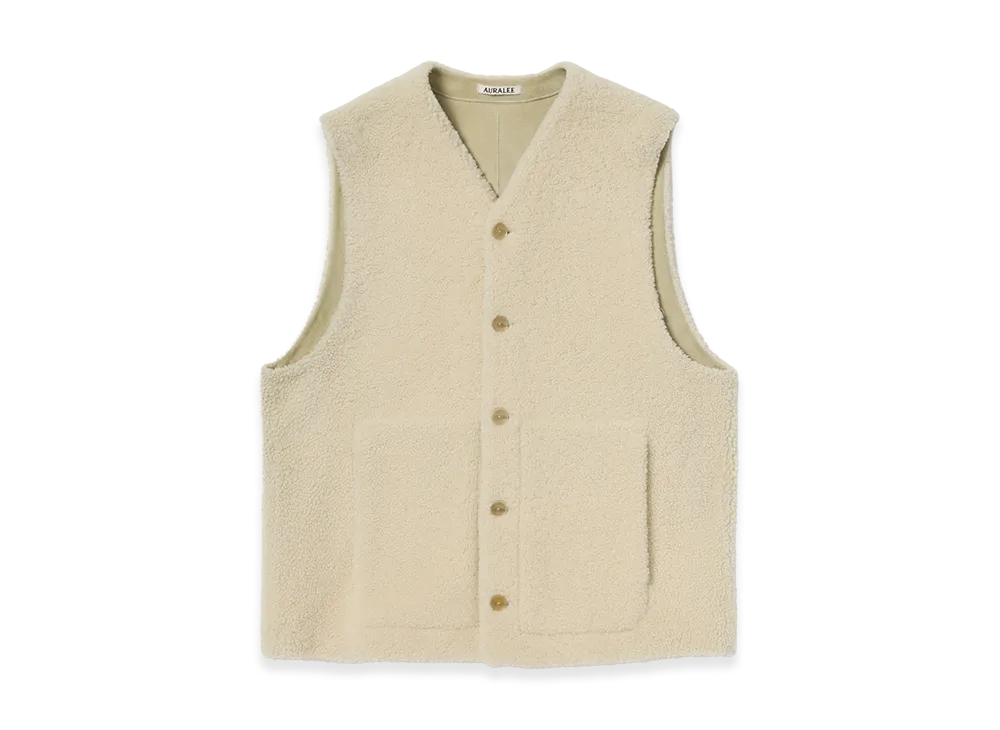 AURALEE Merino Mouton Vest "Ivory Lime"