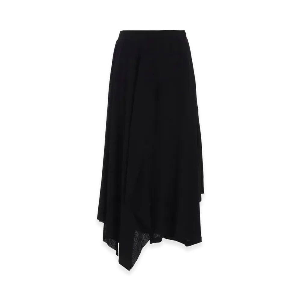 Yohji Yamamoto High Twisted Crepe&Interlock Draped Detail Skirt "Black"