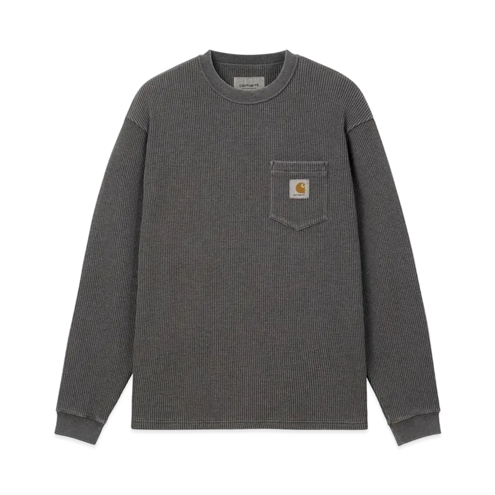 Carhartt WIP L/S Pocket Waffle T-Shirt "Soot Pigment(Garment Dyed)"