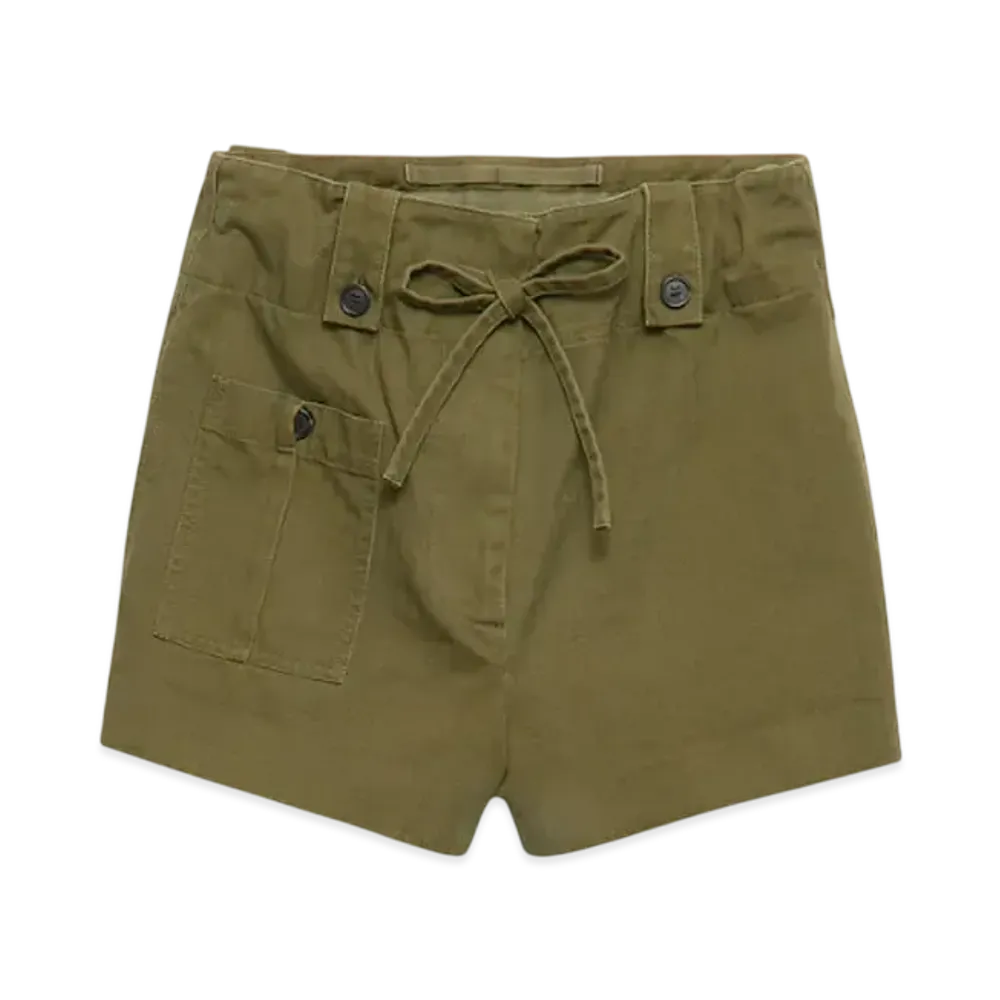 PRADA Women's Washed Chevron Shorts "Khaki"