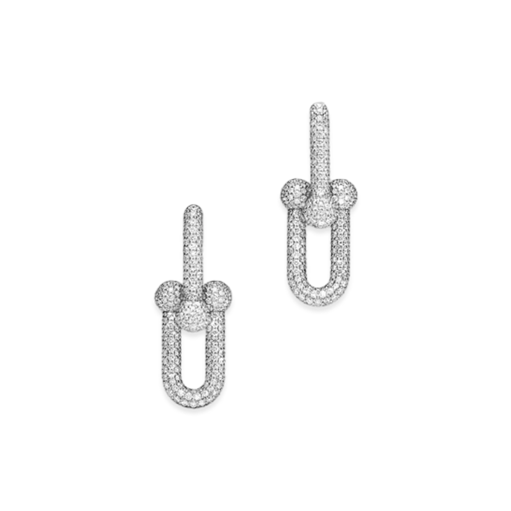 Tiffany & Co. Tiffany HardWear Large Link Earrings with Pave Diamonds 18K "White Gold"