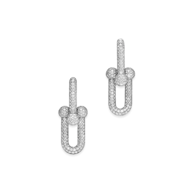 Tiffany & Co. Tiffany HardWear Large Link Earrings with Pave Diamonds 18K "White Gold"
