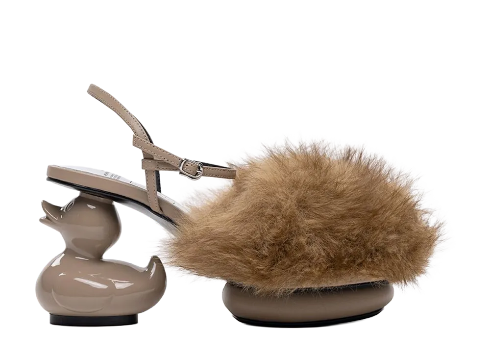 Maison MIHARA YASUHIRO Women's Duck Heel Fur Sandals "Beige"