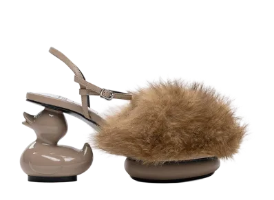 Maison MIHARA YASUHIRO Women's Duck Heel Fur Sandals "Beige"