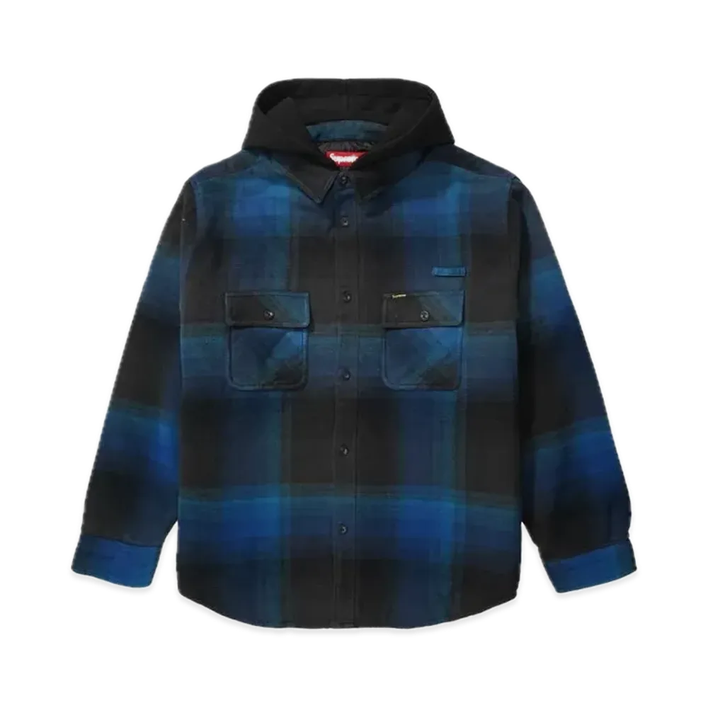 Supreme Quilted Lined Hooded Flannel Shirt "Blue"