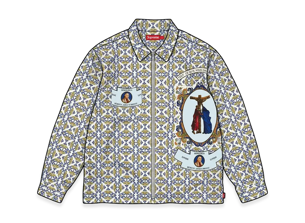 Supreme Devotion Flannel Zip Up Shirt "White"