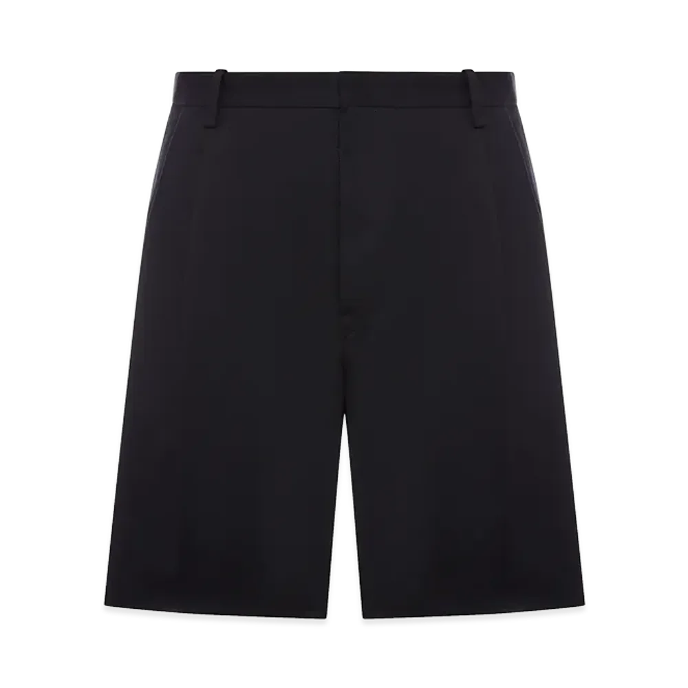 Maison Margiela Tailored Bermuda Shorts With Pleats And Fringed Hem "Black"