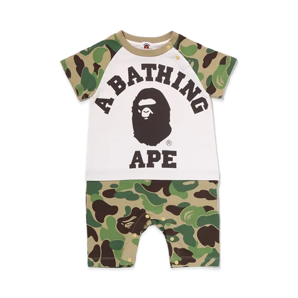 A BATHING APE Kids ABC Camo Big College Rompers "Green"
