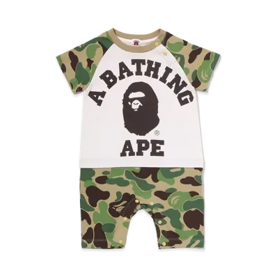 A BATHING APE Kids ABC Camo Big College Rompers "Green"