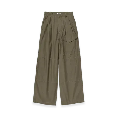 AURALEE Washed Baggy Satin Cargo Pants "Khaki Brown"