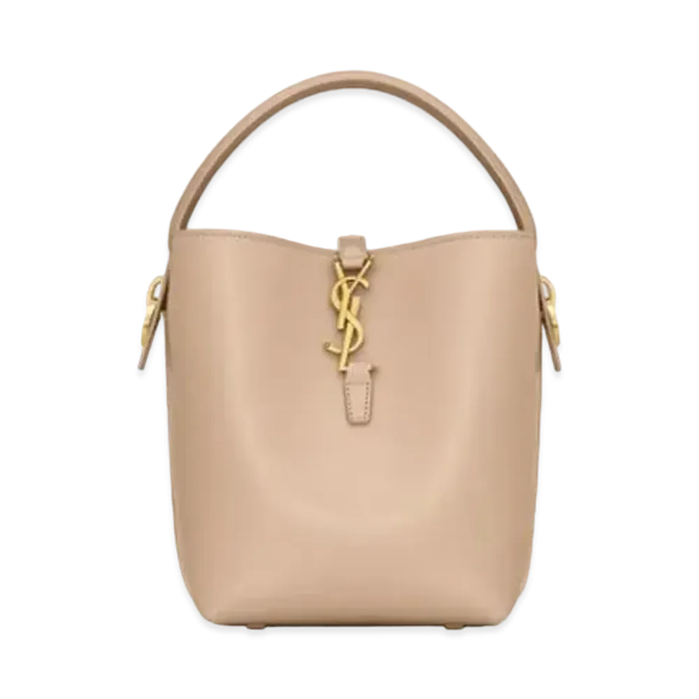 Saint Laurent LE 37 Small in Shiny Leather "Dark Beige"