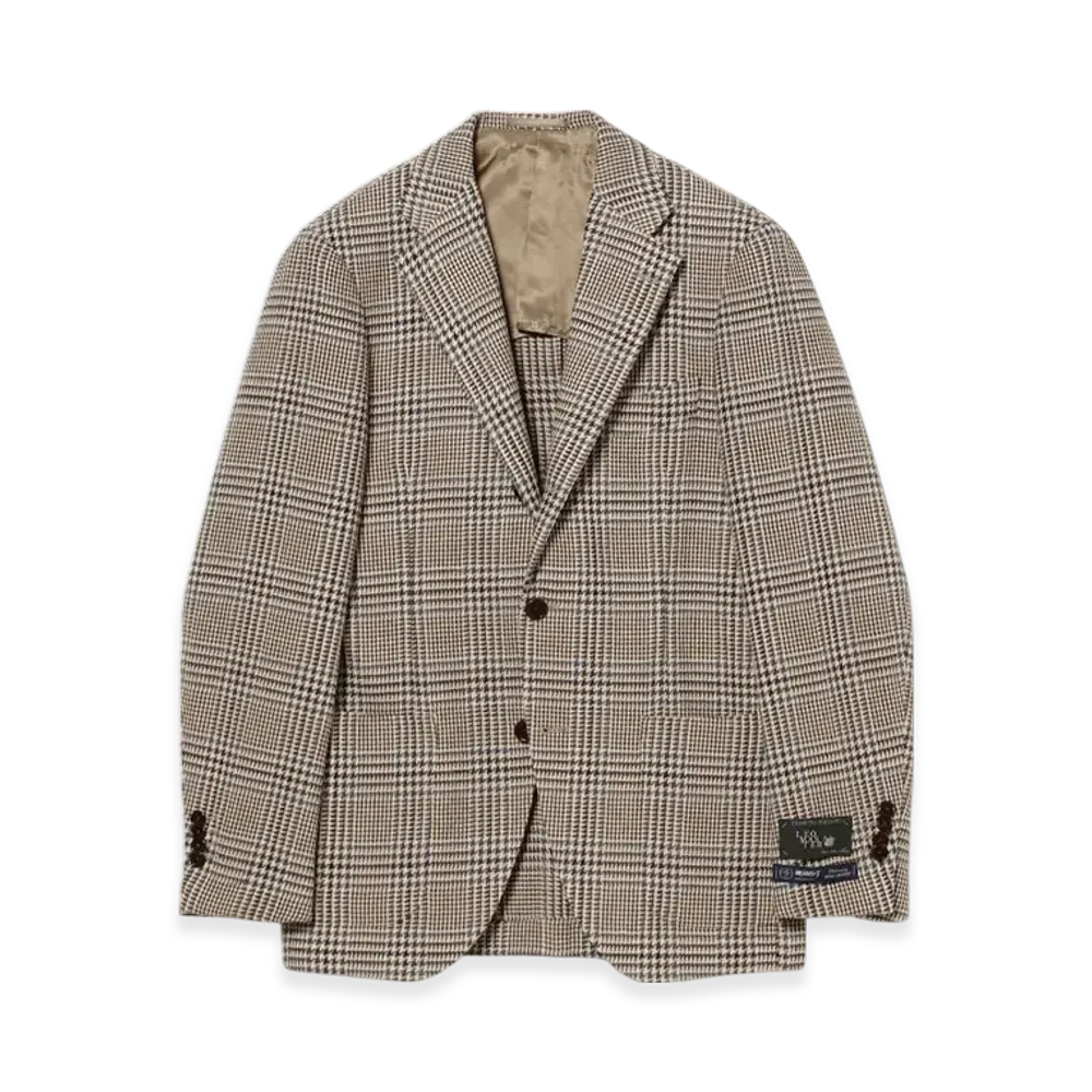 BEAMS Easy Leomaster Mixed Fabric Glen Check Jacket "Brown"