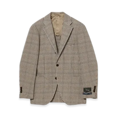 BEAMS Easy Leomaster Mixed Fabric Glen Check Jacket "Brown"