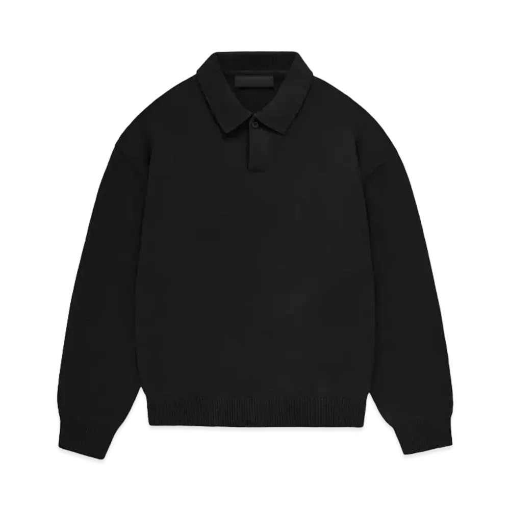 FEAR OF GOD ESSENTIALS Knit Polo "Jet Black"