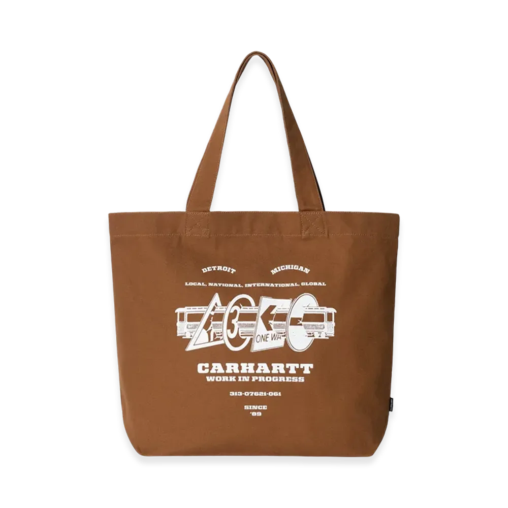 Carhartt WIP Canvas Graphic Tote Large "Runaway Print Hamilton Brown"