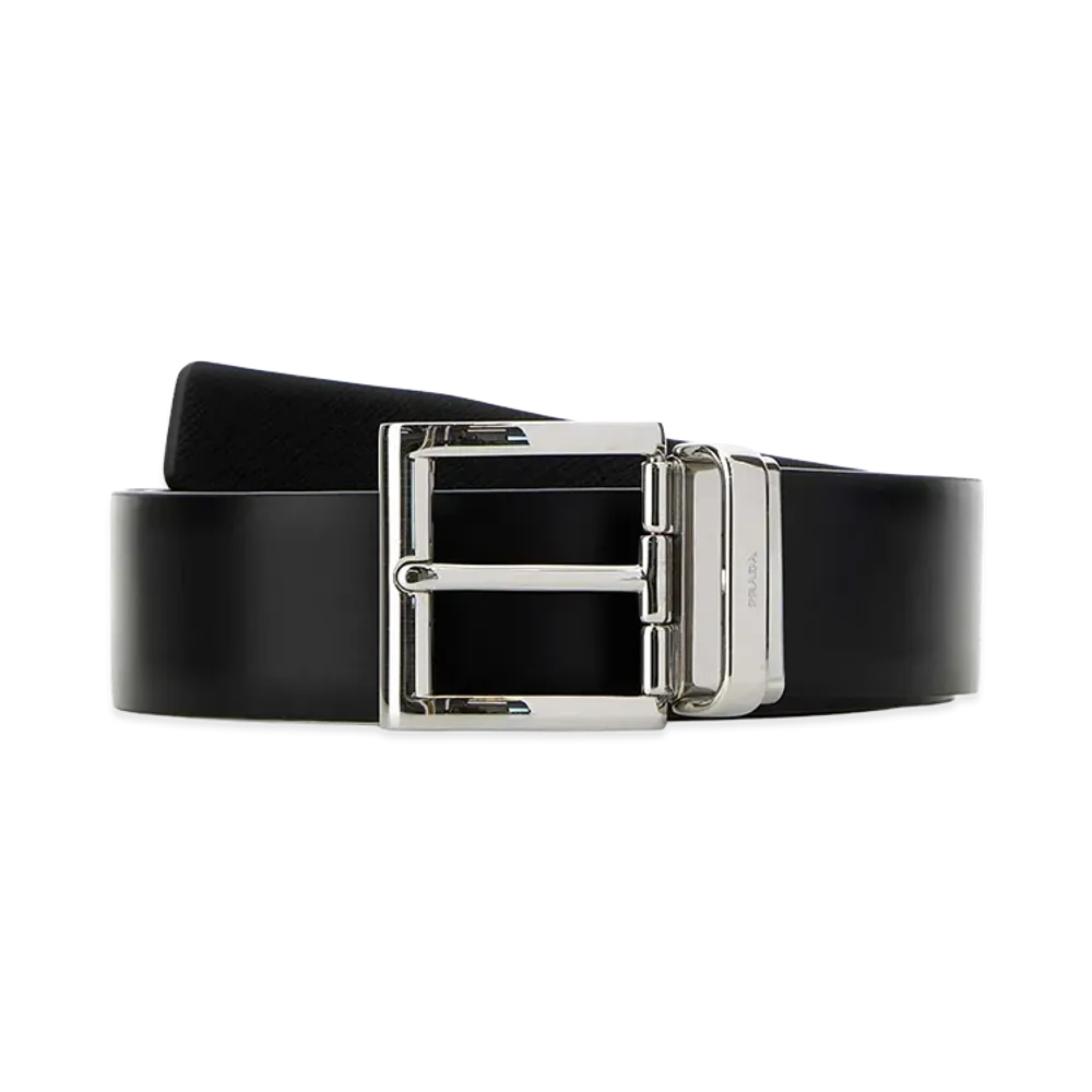 PRADA Leather Reversible Belt "Black"